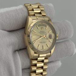 Pre Owned Rolex Day-Date President 18038 Automatic Champagne Dial 18k Yellow Gold Men's Wristwatch 36mm