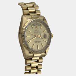 Pre Owned Rolex Day-Date President 18038 Automatic Champagne Dial 18k Yellow Gold Men's Wristwatch 36mm
