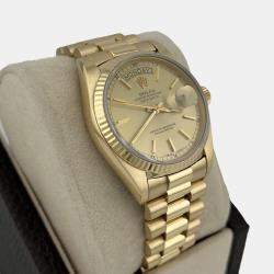 Pre Owned Rolex Day-Date President 18038 Automatic Champagne Dial 18k Yellow Gold Men's Wristwatch 36mm