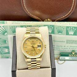 Pre Owned Rolex Day-Date President 18238 Automatic  Diamond Dial 18K Yellow Gold Men's Wristwatch 36mm