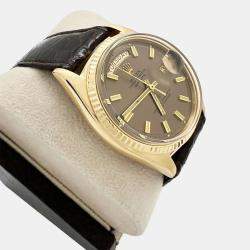 Pre Owned Rolex Day-Date President 1803 Automatic  Bronze Wide Boy Dial 18K Yellow Gold Men's Wristwatch 36mm