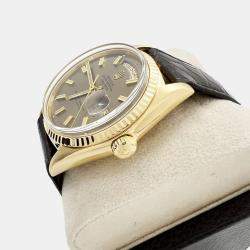 Pre Owned Rolex Day-Date President 1803 Automatic  Bronze Wide Boy Dial 18K Yellow Gold Men's Wristwatch 36mm