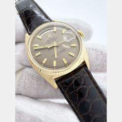 Pre Owned Rolex Day-Date President 1803 Automatic  Bronze Wide Boy Dial 18K Yellow Gold Men's Wristwatch 36mm