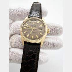 Pre Owned Rolex Day-Date President 1803 Automatic  Bronze Wide Boy Dial 18K Yellow Gold Men's Wristwatch 36mm