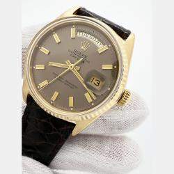 Pre Owned Rolex Day-Date President 1803 Automatic  Bronze Wide Boy Dial 18K Yellow Gold Men's Wristwatch 36mm