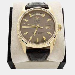 Pre Owned Rolex Day-Date President 1803 Automatic  Bronze Wide Boy Dial 18K Yellow Gold Men's Wristwatch 36mm