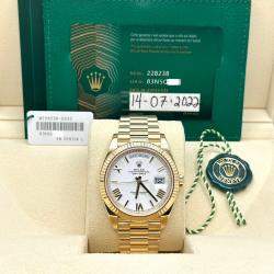 Pre Owned Rolex Day-Date 228238 Automatic White Roman Dial 18K Yellow Gold Men's Wristwatch 40mm