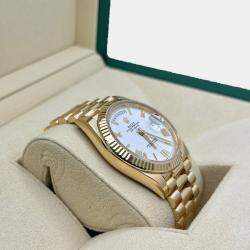 Pre Owned Rolex Day-Date 228238 Automatic White Roman Dial 18K Yellow Gold Men's Wristwatch 40mm
