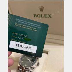 Pre Owned Rolex Day-Date 228239 Automatic Olive Green Dial 18k White Gold Men's Wristwatch 40mm