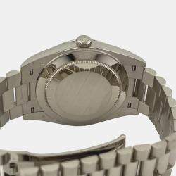 Pre Owned Rolex Day-Date 228239 Automatic Olive Green Dial 18k White Gold Men's Wristwatch 40mm