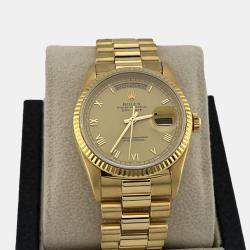 Pre Owned Rolex Day-Date President 18238 Automatic Champagne 18k Yellow Gold Men's Wristwatch 36mm