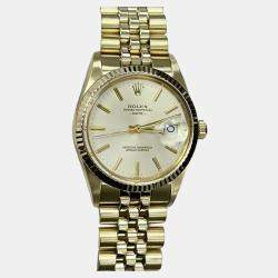 Pre Owned Rolex Date 15037 Automatic Gold 14k Yellow Gold Men's Wristwatch 34 mm
