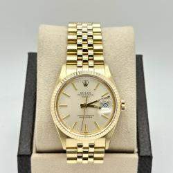Pre Owned Rolex Date 15037 Automatic Gold 14k Yellow Gold Men's Wristwatch 34 mm