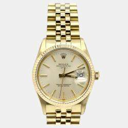 Pre Owned Rolex Date 15037 Automatic Gold 14k Yellow Gold Men's Wristwatch 34 mm