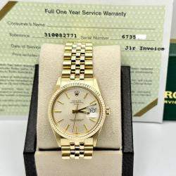 Pre Owned Rolex Date 15037 Automatic Gold 14k Yellow Gold Men's Wristwatch 34 mm