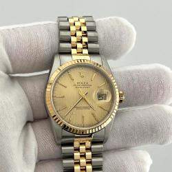 Pre Owned Rolex Datejust 16233 Automatic Gold 18k Yellow Gold Stainless Steel Men's Wristwatch 36 mm