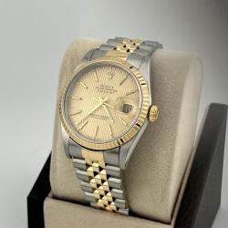 Pre Owned Rolex Datejust 16233 Automatic Gold 18k Yellow Gold Stainless Steel Men's Wristwatch 36 mm