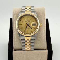 Pre Owned Rolex Datejust 16233 Automatic Gold 18k Yellow Gold Stainless Steel Men's Wristwatch 36 mm