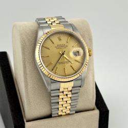 Pre Owned Rolex Datejust 16233 Automatic Gold 18k Yellow Gold Stainless Steel Men's Wristwatch 36 mm