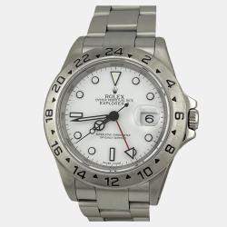 Pre Owned Rolex Explorer II 16570 Automatic White Stainless Steel Men's Wristwatch 40 mm