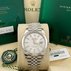 Pre Owned Rolex Datejust 126334 Automatic Silver 18k White Gold Stainless Steel Men's Wristwatch 41 mm