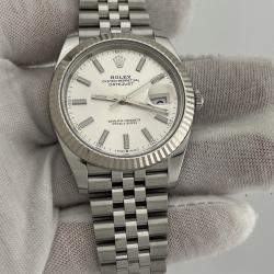 Pre Owned Rolex Datejust 126334 Automatic Silver 18k White Gold Stainless Steel Men's Wristwatch 41 mm
