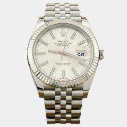 Pre Owned Rolex Datejust 126334 Automatic Silver 18k White Gold Stainless Steel Men's Wristwatch 41 mm