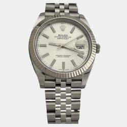 Pre Owned Rolex Datejust 126334 Automatic Silver 18k White Gold Stainless Steel Men's Wristwatch 41 mm