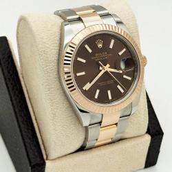 Pre Owned Rolex Datejust 126331 Automatic Brown 18k Rose Gold Stainless Steel Men's Wristwatch 41 mm