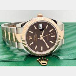 Pre Owned Rolex Datejust 126331 Automatic Brown 18k Rose Gold Stainless Steel Men's Wristwatch 41 mm