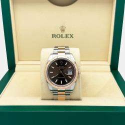 Pre Owned Rolex Datejust 126331 Automatic Brown 18k Rose Gold Stainless Steel Men's Wristwatch 41 mm