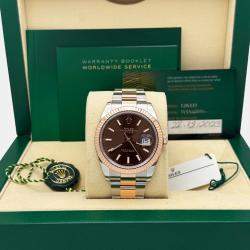 Pre Owned Rolex Datejust 126331 Automatic Brown 18k Rose Gold Stainless Steel Men's Wristwatch 41 mm