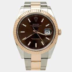 Pre Owned Rolex Datejust 126331 Automatic Brown 18k Rose Gold Stainless Steel Men's Wristwatch 41 mm