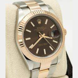 Pre Owned Rolex Datejust 126331 Automatic Brown 18k Rose Gold Stainless Steel Men's Wristwatch 41 mm