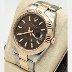 Pre Owned Rolex Datejust 126331 Automatic Brown 18k Rose Gold Stainless Steel Men's Wristwatch 41 mm