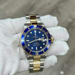 Pre Owned Rolex Submariner 16613 Automatic Blue Dial 18K Yellow Gold Stainless Steel Men's Wristwatch 40mm