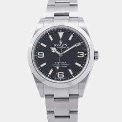 Pre Owned Rolex Explorer 214270 Automatic Black Stainless Steel Men's Wristwatch 39 mm