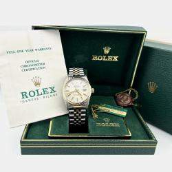Pre Owned Rolex Datejust 16013 Automatic Cream 18k Yellow Gold Stainless Steel Men's Wristwatch 36 mm