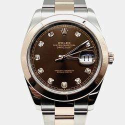 Pre Owned Rolex Datejust 126301 Automatic Brown diamonds 18k Rose Gold Stainless Steel Men's Wristwatch 41 mm