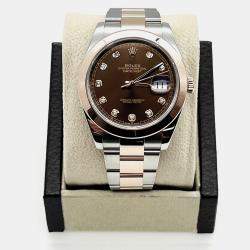 Pre Owned Rolex Datejust 126301 Automatic Brown diamonds 18k Rose Gold Stainless Steel Men's Wristwatch 41 mm