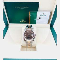 Pre Owned Rolex Datejust 126301 Automatic Brown diamonds 18k Rose Gold Stainless Steel Men's Wristwatch 41 mm