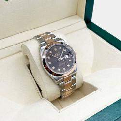 Pre Owned Rolex Datejust 126301 Automatic Brown diamonds 18k Rose Gold Stainless Steel Men's Wristwatch 41 mm