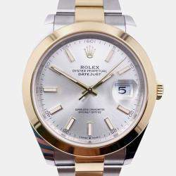 Pre Owned Rolex Datejust 126303 Automatic Silver 18k Yellow Gold Stainless Steel Men's Wristwatch 41 mm