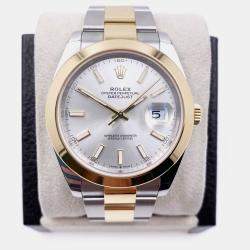 Pre Owned Rolex Datejust 126303 Automatic Silver 18k Yellow Gold Stainless Steel Men's Wristwatch 41 mm