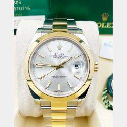 Pre Owned Rolex Datejust 126303 Automatic Silver 18k Yellow Gold Stainless Steel Men's Wristwatch 41 mm
