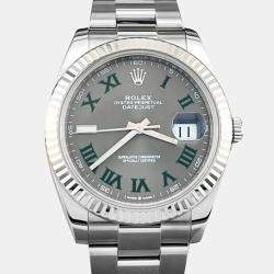 Pre Owned Rolex Datejust 126334 Automatic Grey 18k White Gold Stainless Steel Men's Wristwatch 41 mm