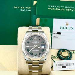Pre Owned Rolex Datejust 126334 Automatic Grey 18k White Gold Stainless Steel Men's Wristwatch 41 mm