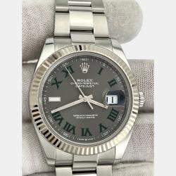 Pre Owned Rolex Datejust 126334 Automatic Grey 18k White Gold Stainless Steel Men's Wristwatch 41 mm
