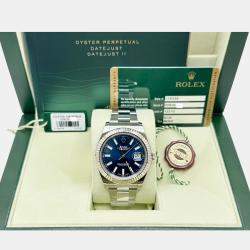 Pre Owned Rolex Datejust II 116334 Automatic Blue 18k White Gold Stainless Steel Men's Wristwatch 41 mm