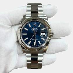Pre Owned Rolex Datejust II 116334 Automatic Blue 18k White Gold Stainless Steel Men's Wristwatch 41 mm